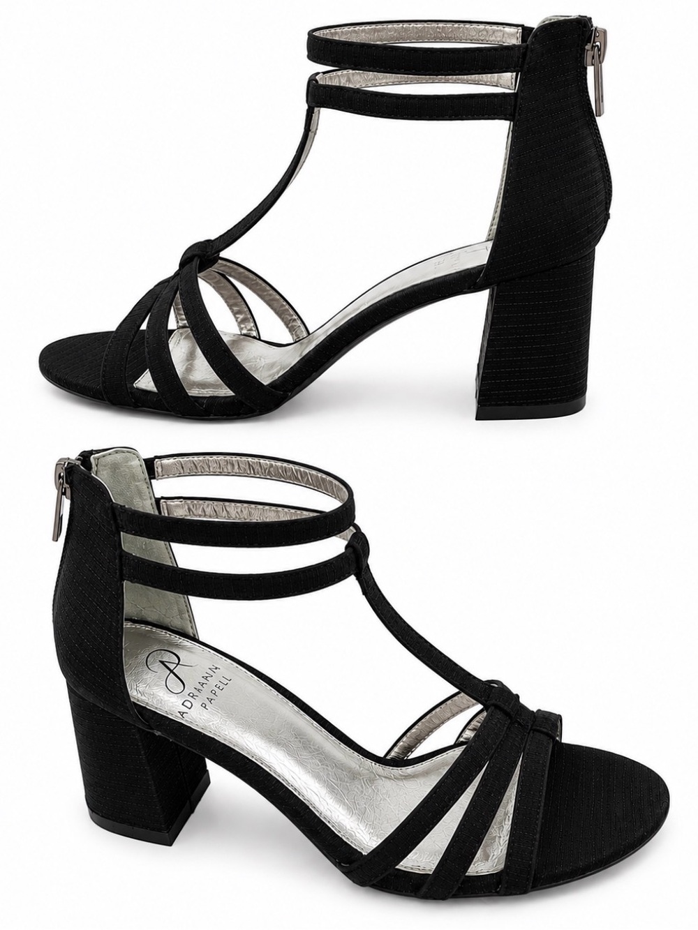 Adrianna Papell Women's Black Strappy Block Heel Sandals Size 7.5
